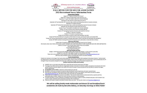 Fall Recreation Letter to Parents