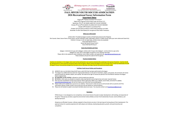 2026 Recreational Soccer Info